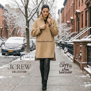 J.Crew Collection 100% cashmere leather tipped zip neck coat *shop@iAmWarrior